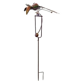 Rustic Metal Crow Kinetic Balancing Rocker Garden Stake Bird Outdoor Wind Sculpture Patio Decoration Yard Art