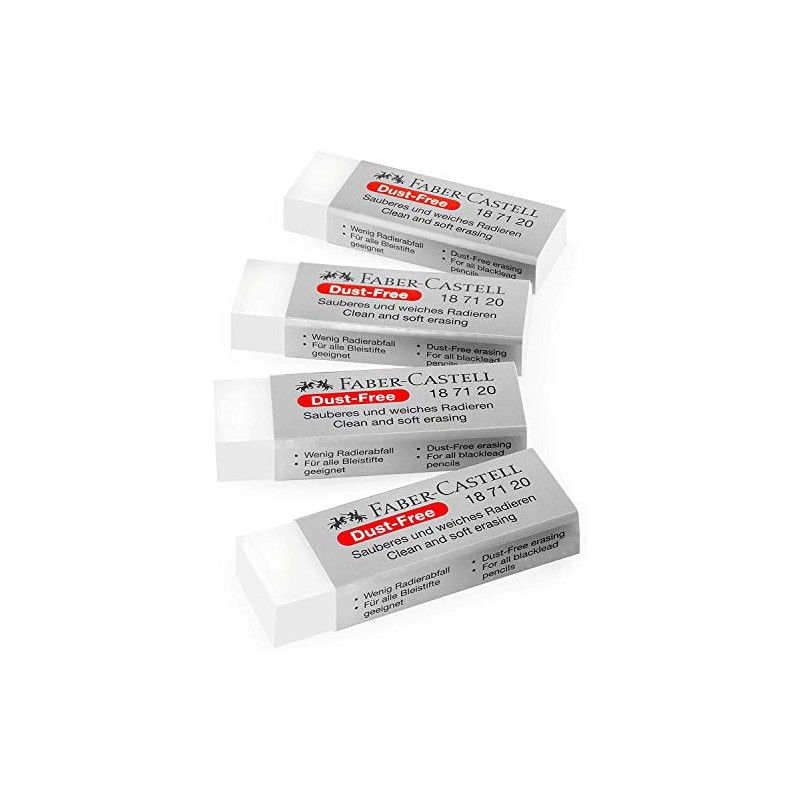 Faber-Castell Dust-Free Comfort Edge Eraser Rubbers - White - Pack