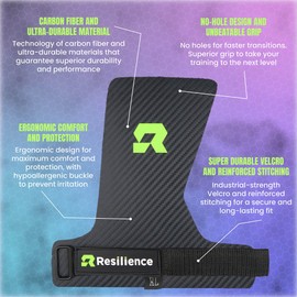 RESILIENCE Roads for Crossfit, Gym and Calisthenics, Grips with Extra Padding, Tear Protection and Blisters, Ideal for Weightlifting, Calisthenics and Strength Exercises (X-Large)