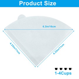 Cionyce Cone Coffee Filters Size 02, 200Pcs 2-4 Cups Disposable White Coffee Filter Paper, Compatible with V60 and Conical Shaped Pour Over Coffee Dripper