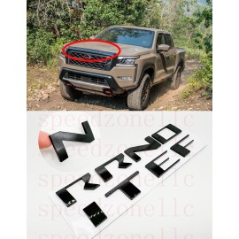 AUTO TRIMS 2 Gloss Black Letters for 2022 Nissan Frontier Hood Grill Plastic Inserts