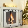 Tangkula 3-Panel Fireplace Screen, Folding Decorative Spark Guard with Exquisite