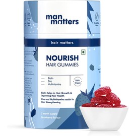 Fast mart Man Matters Biotin Hair Gummies for Men | Keeps Hair Healthy and Strong | Strawberry Flavoured | Vitamin A, Vitamin C, Vitamin E & Zinc | 100% Vegetarian | 60 Days Pack