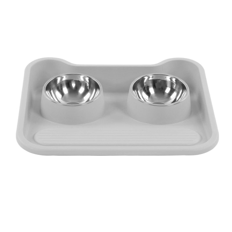 Cat Water Food Bowl 15 Degree Tilt Prevent Spill Stainless