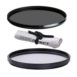 Vivitar High Grade 58mm UV (Skylight 1A) Filter, Vivitar High Grade 58mm Circular Polarizing Filter, & Nwv Direct Microfiber Cleaning Cloth.