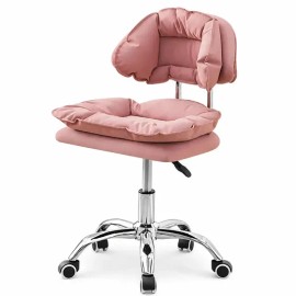 Silla de Pedicure Rosa MITSOSA con Base Metálica y Patas Blancas para Salón de Belleza