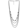 COOLSTEELANDBEYOND Silver Black Long Statement Necklace, Layered Waterfall Chains with