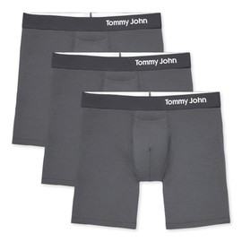 Tommy John Men’s Trunk 6" Underwear - Cool Cotton Boxers with Supportive Contour Pouch - Cool, Dry Pima Cotton Blend (Iron Grey, Large)