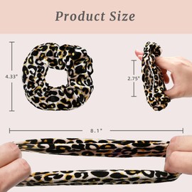 Mirlern Velvet Scrunchies with Zippers Pocket, 8 Pcs Velvet Soft Hair Ties, Hidden Pocket Hair Scrunchies Accessories for Women Girls, Ponytail Holder Secret Compartment Items (Black Leopard Print)