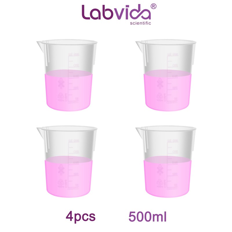 Labvida 4 vasos de plástico apilables, vol.500 ml, material de