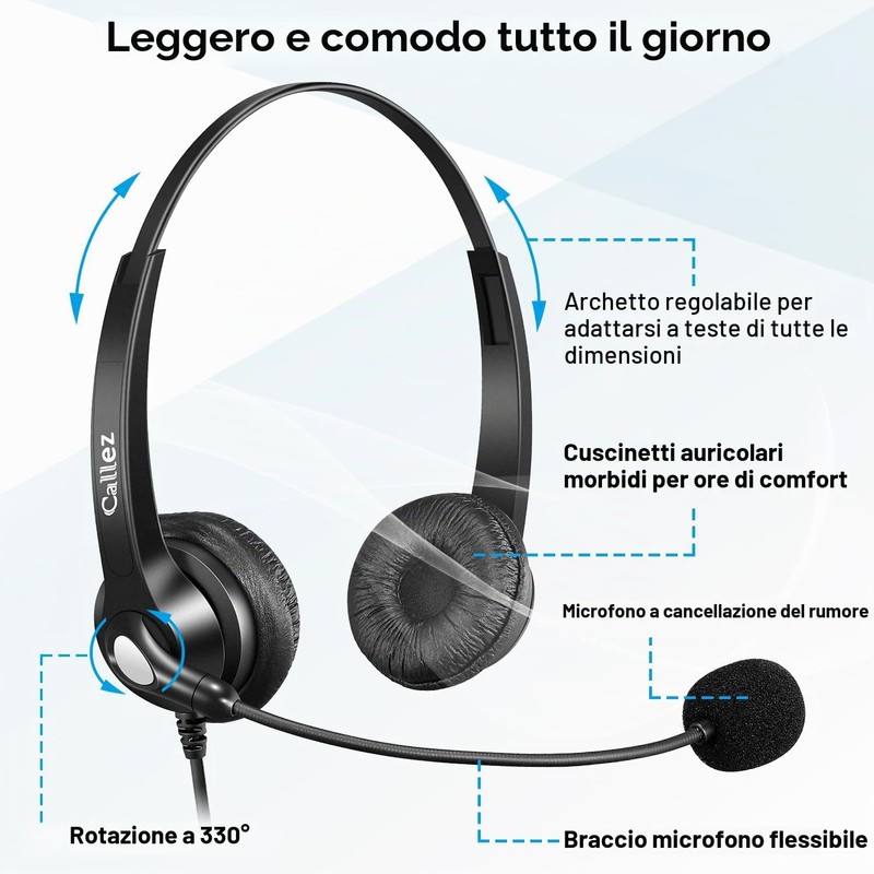 Cuffie 3,5mm per Telefono Cellulare con Microfono Cancellazione del Rumore