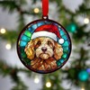 Image Industry Cockapoo Golden in Santa Hat Suncatcher Decoration -