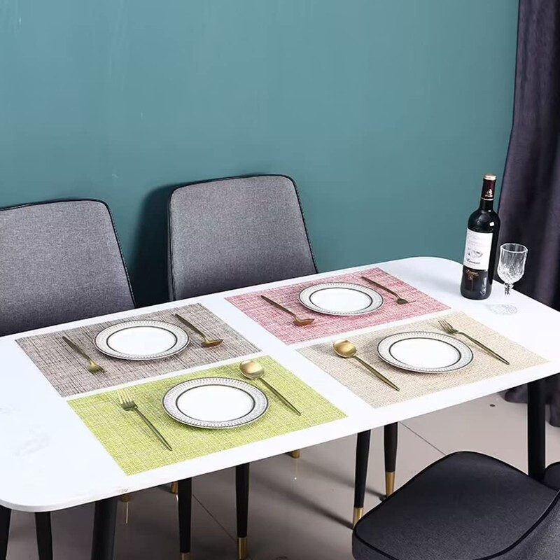 Set of 6 Placemats, Washable, PVC, Plain, Placemats, Stylish, Scandinavia,
