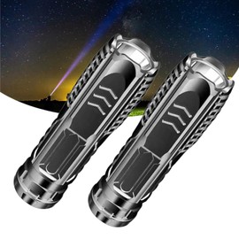 ANEFOSE 2PCS Germany New Technology Multifunctional Rechargeable Flashlight, Multifunctional Mini Super Strong LED Flashlight, T9 Strong Light Wick Flashlight for Outdoor Camping (Black)