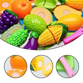 Montessori Toy from 1 Year - Fruit and Vegetable Toy with 24 Pieces, Realistic Cutting Set Made of PP Plastic, Promotes Hand-Eye Coordination & Colour Perception Child