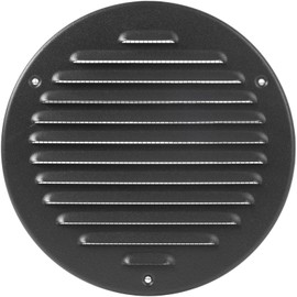 ECOPRO VENT Black Metal 6'' Inch Round Ventilation Grille - Inside/Outside use - (Grille: 6''Ø/Cover Area: 7.25''Ø) - Air Vent Louver - Available 9 Sizes / 2 Types / 3 Colors.