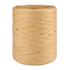 G2PLUS 218 Yards Raffia Paper Craft Ribbon, 1/4 Inch Wide, Brown Raffia Packing Twine String for Gift Wrapping, DIY Arts&Crafts, Crochet Supplies, Christmas Holiday Decoration
