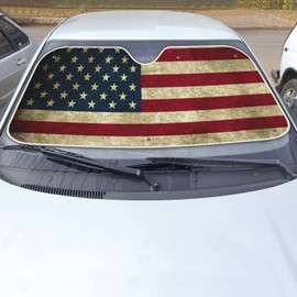 American Flag Car Windshield Sun Shade, Foldable Car Front Window Sunshade Blocks UV Rays for Van Trucks SUV Car Interior Accessiores,Keep Your Vehicle Cool