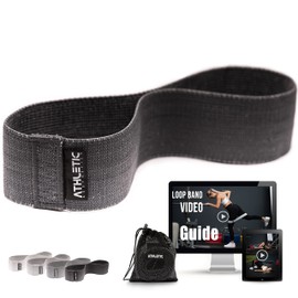 ATHLETIC AESTHETICS Premium Fabric Fitness Bands [Textile Fitness Band (Grey) Single & as a Set + Bag and Video Course] Mini Band Fitness Band Training Band - Sports Bands Resistance Bands for Booty