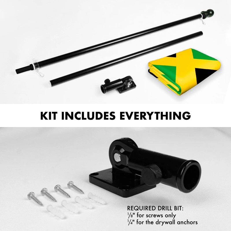 UD_G128 Combo Pack: 6 Feet Tangle Free Spinning Flagpole (Black)