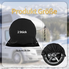 Set of 2 Wheel Covers for Motorhome 72.5 x 72.5 cm Tyre Cover Caravan Rim Protector Black Tyre Bags Tyre Cover Motorhome Tyre Bag Waterproof Protective Cover for Caravan Motorhome