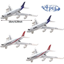 CLKDPNO AirPlane Toys-4 Piece Pull Back Plane Toys Set - Diecast Aeroplane Model Age 2+ for Boys & Girls, Easy to Play Christmas & Birthday Gifts