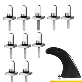 10 PCS 316 Stainless Steel Surfboard Fin Screws, Marine-Grade Saltwater Resistant Fin Screws with O-Rings for Paddle Board, Longboard, SUP Accessories, No-Tool Installation Replacement Screws
