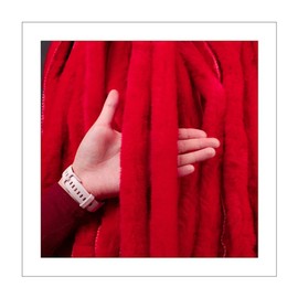 Rockreyoa Faux Fur Ribbon Faux Fur Border Fur Fabric Plush Ribbon Decorative Ribbon Christmas Coin Ribbon Plush Trim Fabric Roll for DIY Handmade Costumes Crafts Sewing Decorating Large Red 1 m