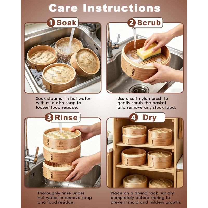 AutJrny Cedar Steamer Basket 10 Inch | Extra-Deep 2 Tier