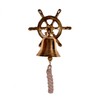 Purpledip Brass Nautical Bell with Captain's Wheel Hook: Unique Pirate
