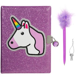 3C4G Unicorn Glitter Locking Journal with Feather Pen (36178)