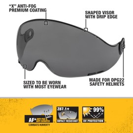 DEWALT DPG22-SH Visor with Premium Anti-fog+ Smoke Lens Designed to Fit DPG22 Type II Helmet