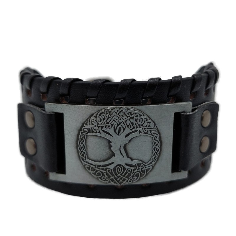 Vikings Viking Bracelet Yggdrasil World Tree of Life Leather Metal