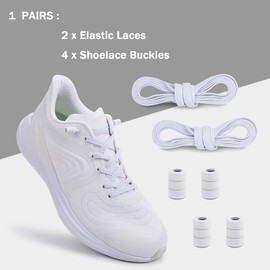 AOLLRUIRLL Elastic No Tie Shoe Laces One Size Fits All, Elastic Shoelaces for Kids and Adults White