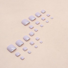 Danshinbow 24pcs Short Square Fake ToeNails Glitter False Toenails Glossy Gold Foil Toe Nail Tips for Women and Girls (Pink1)