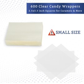 FIESTA WRAPS Clear Candy Wrappers for Caramels (600 Pcs 2.5 x 3.5 inches) - Natural Clear Cellophane Wrapper - Candy Wrapping Paper for Caramel, Chocolate, Nougat, and Lollipops