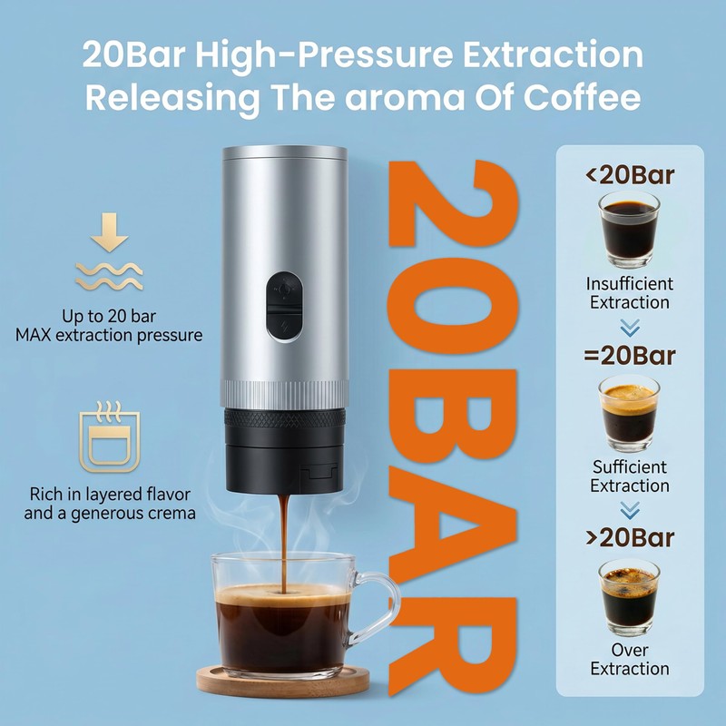 Portable Coffee Maker Electric Espresso Machine, 20 Bar Coffee Espresso