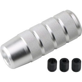 XINLIYA 95mm/3.74" Car Shifter Knob, Aluminum Weighted Automotive Gear Shift Manual knobs Lever with 3 Threaded Adapters M8 M10 M12 x 1.25, Universal for Manual Transmission Vehicle (Silver)