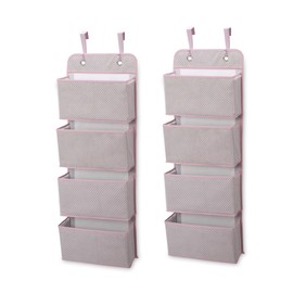 Delta Children 4 Pocket Over The Door Hanging Organizer - 2 Pack, Easy Storage/Organization Solution - Versatile and Accessible in Any Room in the House, Pink