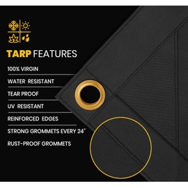 PROTARP Heavy Duty 14 OZ Water Resistant Canvas Tarp, UV Resistant Tarpaulin Cover with Rustproof Brass Grommets, Multipurpose for Canopy, Roof, Camping, Woodpile (Grey 5'X7')