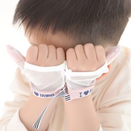 DPWOUM Stop Thumb Sucking, White 1 Pair Baby Anti Eating Gloves No Scratch Breathable Finger Thumb Protector Thumb Sucking Stop for Kids Stop Thumb Fingers Sucking