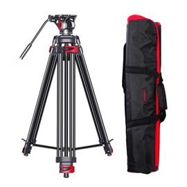 MILIBOO mtt602II-a Upgraded Camera Tripod Fluid Head Tripods for Camera, Max Working Height 76.4 inches, Max Load 22lbs, Max Tube Diameter 20mm, with Center Spreader, Extended QR Board, Aluminum