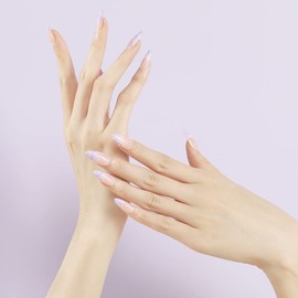 24Pcs Nude Abstract Press on Nails Medium and Long Almond Pointed Full Cover Nails Reusable for Women and Girls DIY Manicure Salon Beginners