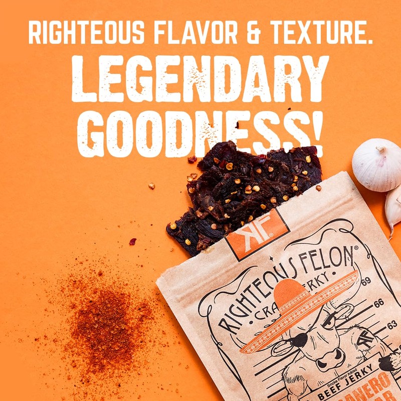 Righteous Felon Beef Jerky - Habanero Escobar Flavor - All-Natural