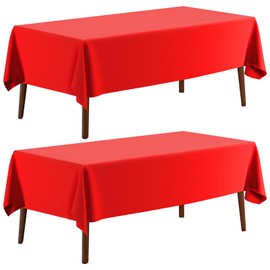 CXPSINC Plastic Tablecloth 54" x 108"Disposable Tablecloth Rectangle Plastic Table Cover for 6 to 8 Foot Tables Indoor or Outdoor Parties Birthdays Christmas (Red, 2 Pack)