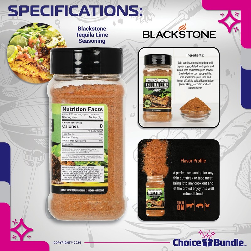 Blackstone Tequila Lime Seasoning – Gourmet Griddle Premium Barbecue Rub