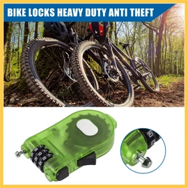 BULLSPANN Bicycle Lock Bicycle Key Wire Lock Keyless Number Lock with Cable Resettable Green 1 Piece