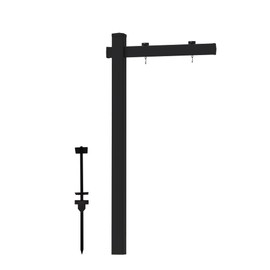 FENCETECH Vinyl PVC Real Estate Sign Post 6' Tall, Realtor Yard Sign Post, 47" Arm Holds Up to 36" Sign - Black (No Sign)