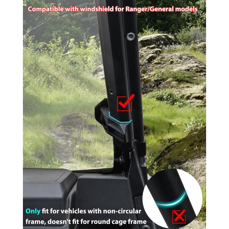 SAUTVS Lock & Ride Windshield Clamp Kit for Polaris Ranger
