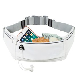 Running Belt Slim Fanny Packs for Women Men, White Waist Pack Bag Phone Holder for Running